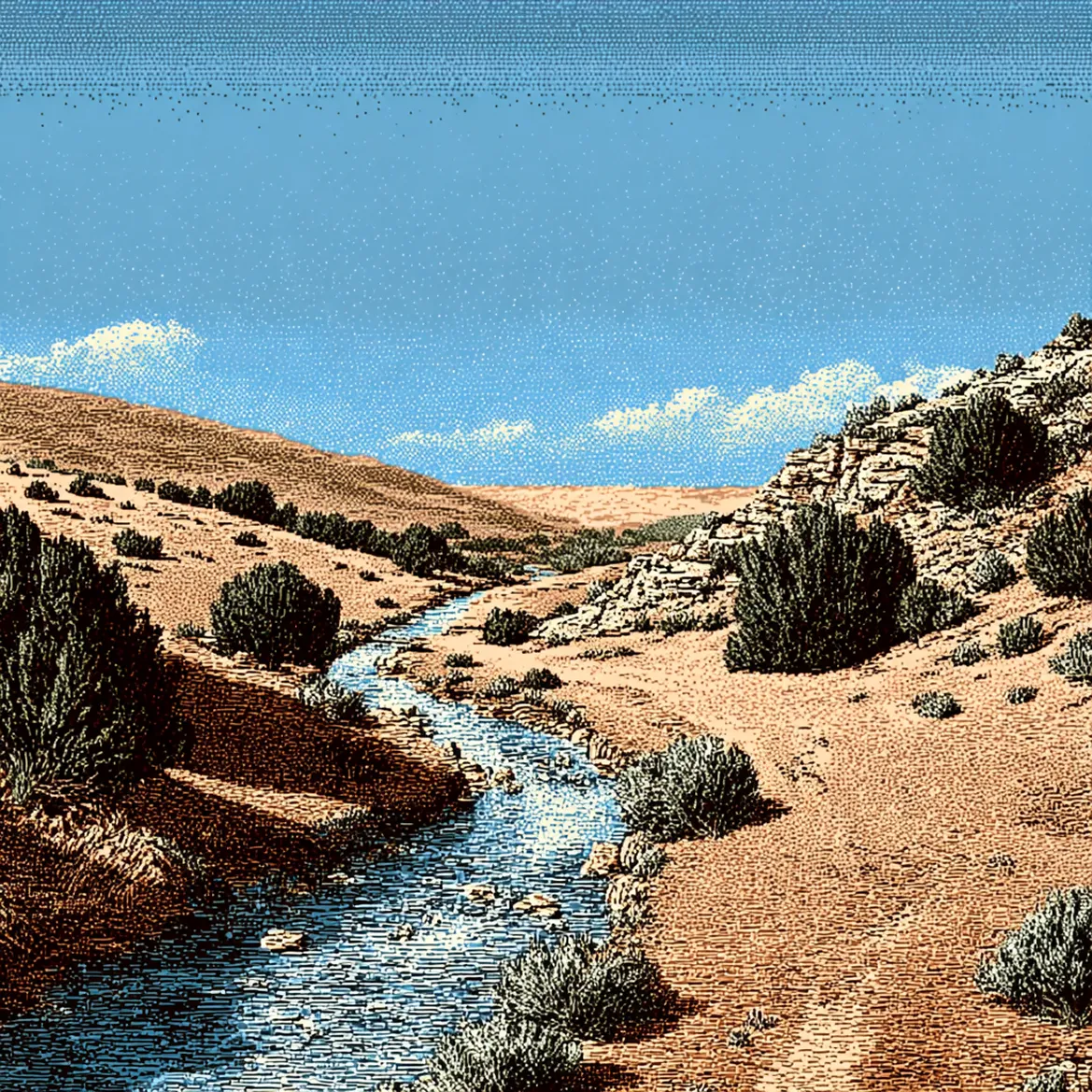 Cherith brook — Floyd-Steinberg dithered landscape